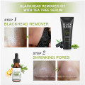 OEM Deep Cleansing Blackhead Peel Off Charcoal Face Mask mit 3-in-1 Blackhead Remover Mask mit Pinsel &amp; Teebaumserum